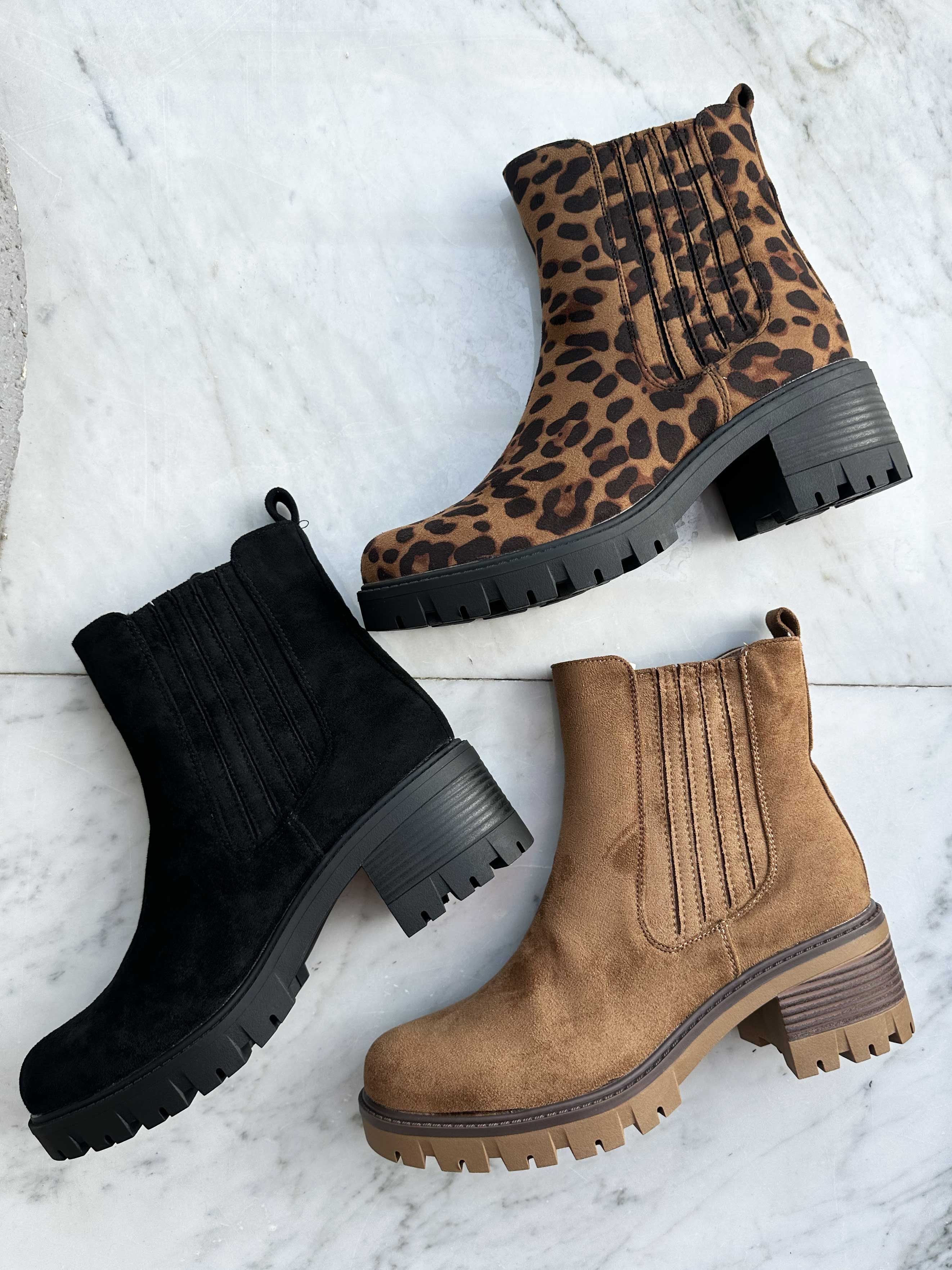 Cuba - Støvler i ruskindslook med bred hæl